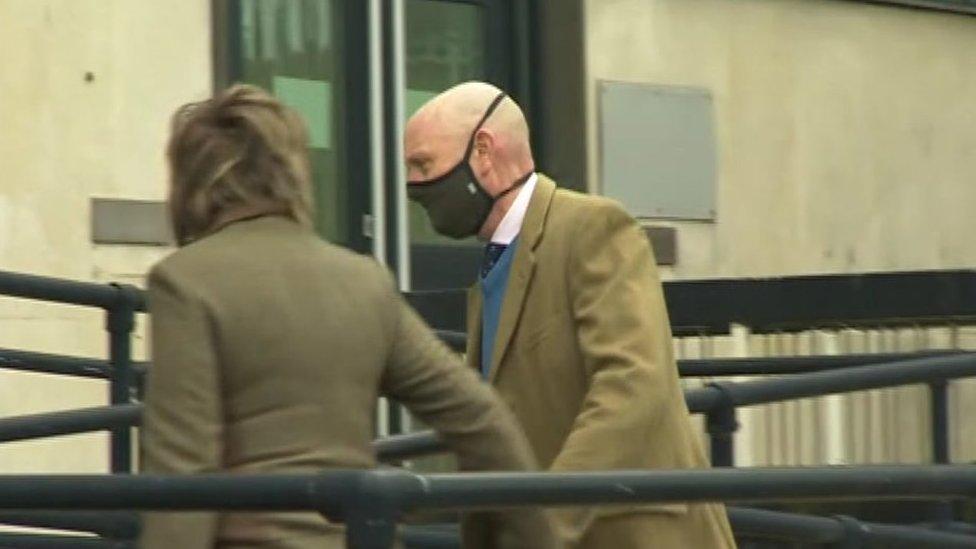 William Bishop arriving at Worthing magistrates court