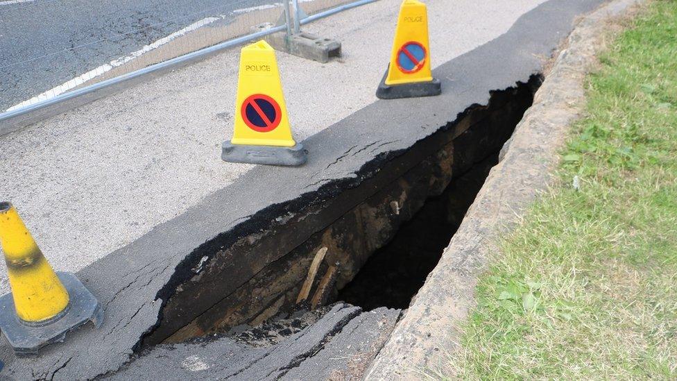 The sinkhole when it was discovered in June 2019