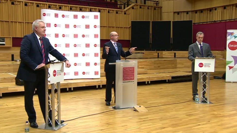 Carwyn Jones and Nigel Farage with Adrian Masters