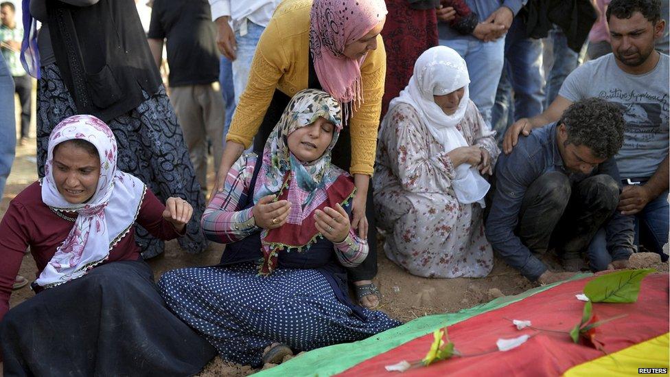 Mourners in Suruc