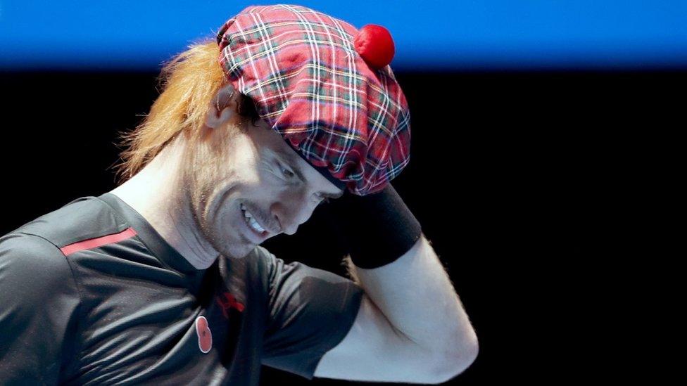 Andy Murray wearing tartan hat