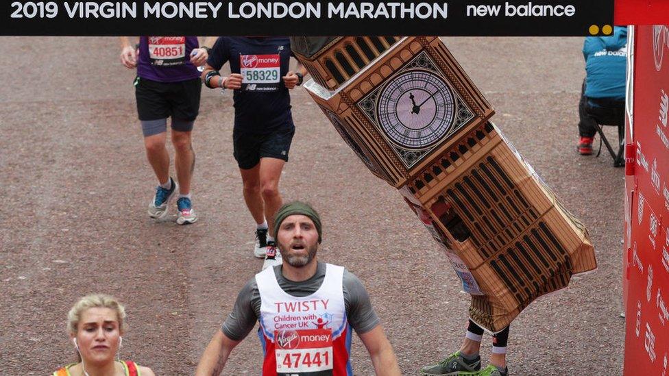 London marathon runners in fancy dress