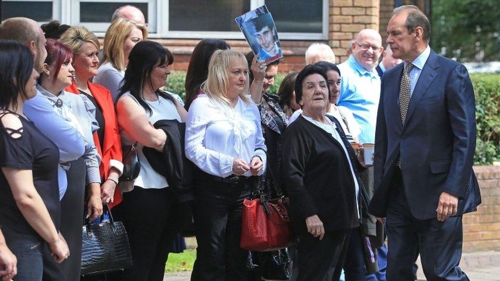 Sir Norman Bettison arrives at Warrington Magistrates Court