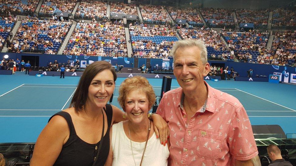 Felicity Foley with her parents