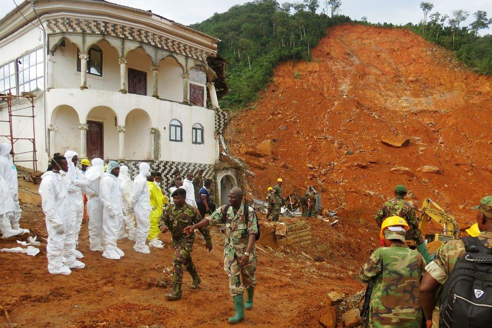 Damaged property in Freetown, Sierra Leone