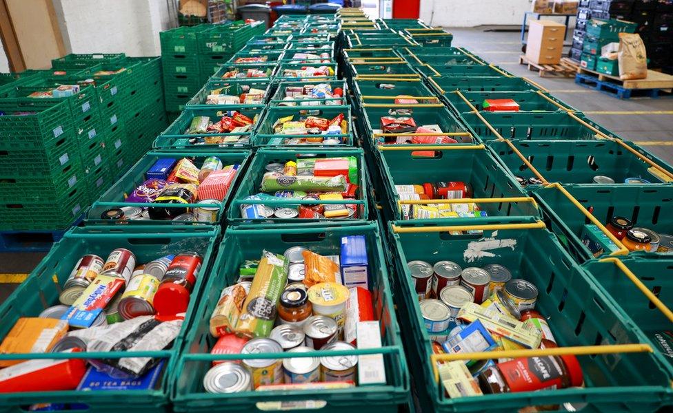 Food parcels at Coventry Foodbank, the Halo Centre