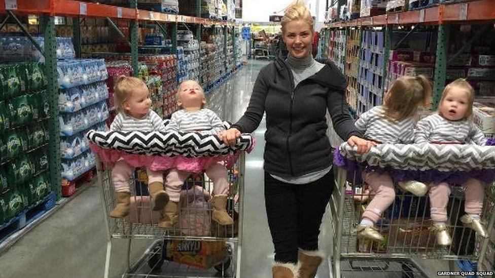 Ashley Gardner goes shopping with her quadruplets