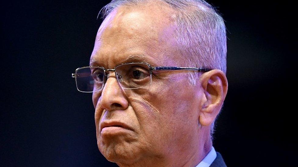 Cofounder and retired chairman of Indian tech giant Infosys, N.R. Narayana Murthy attends the convocation ceremony of a private university in Kolkata on August 10, 2023.