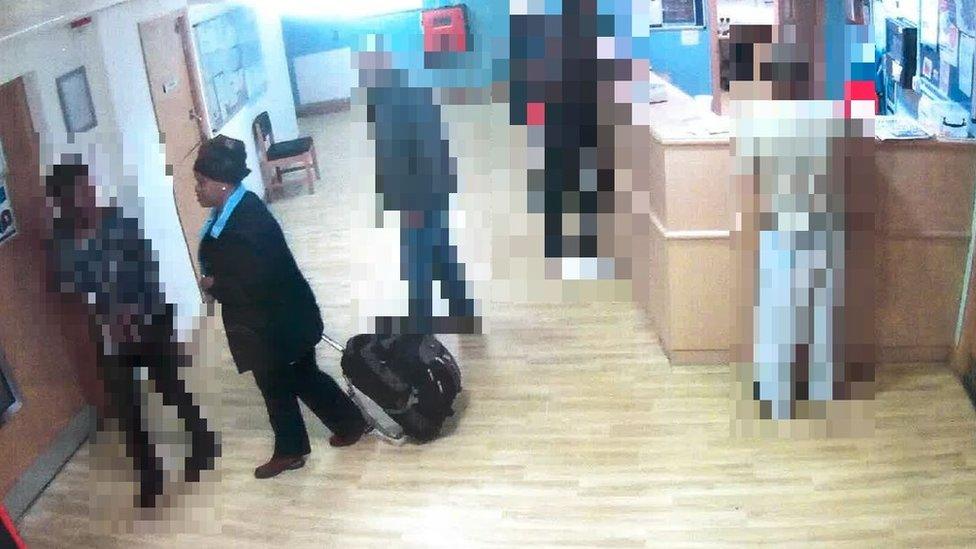 Msokeri captured on CCTV while checking her 'husband' into a mental health ward