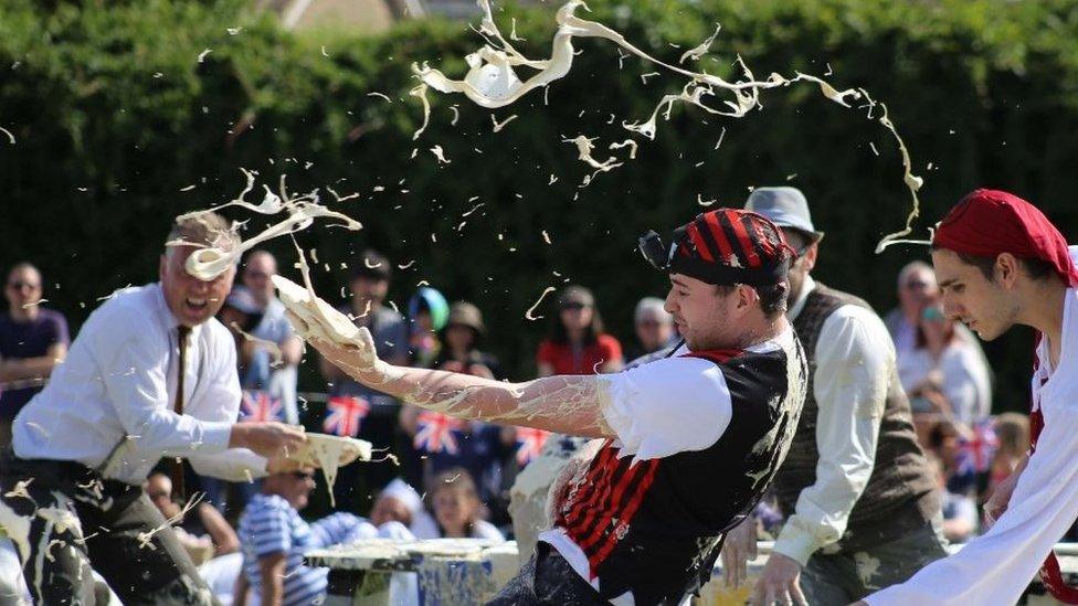 Pies being thrown