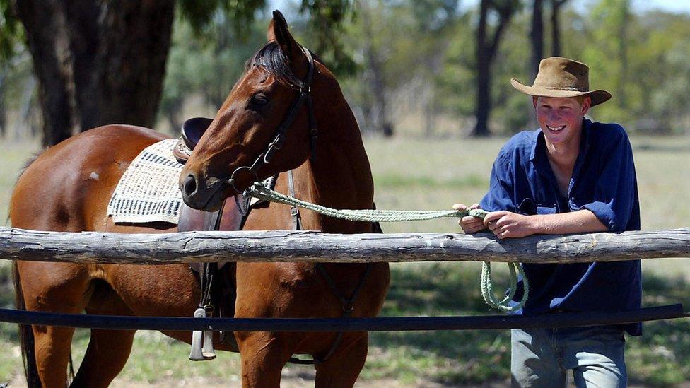 Prince Harry at a cattle station in Queensland in 2003