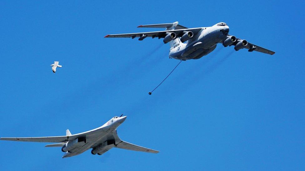 Aircraft taking part in the Victory Day celebrations over Moscow in 2020