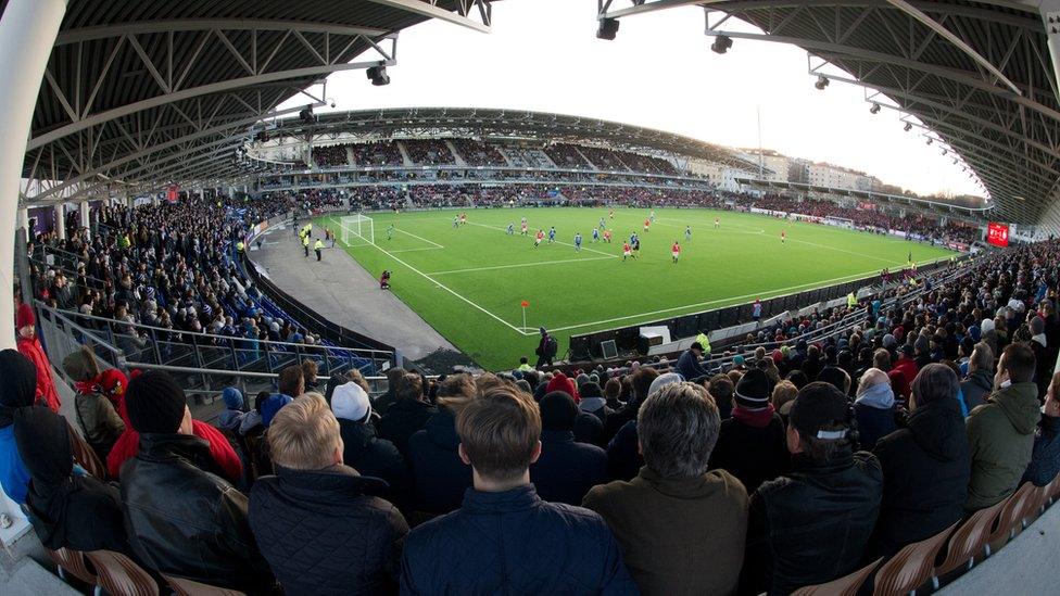 A view from the stands in Helsinki's Sonera Stadium during a match