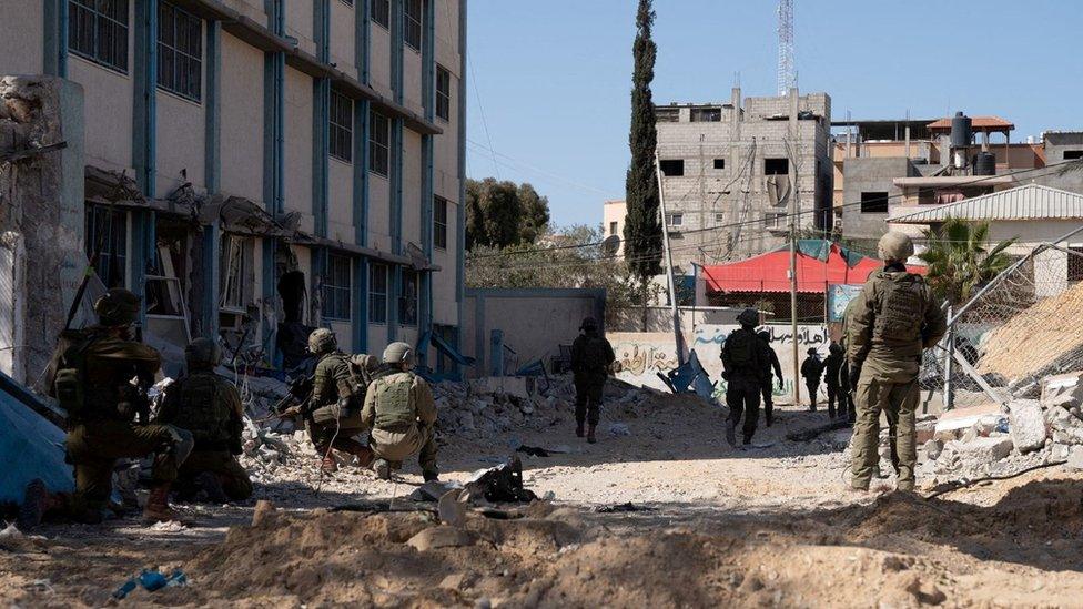 Israel Defense Forces handout photo showing Israeli soldiers operating in Nasser Hospital in Khan Younis, southern Gaza (18 February 2024)