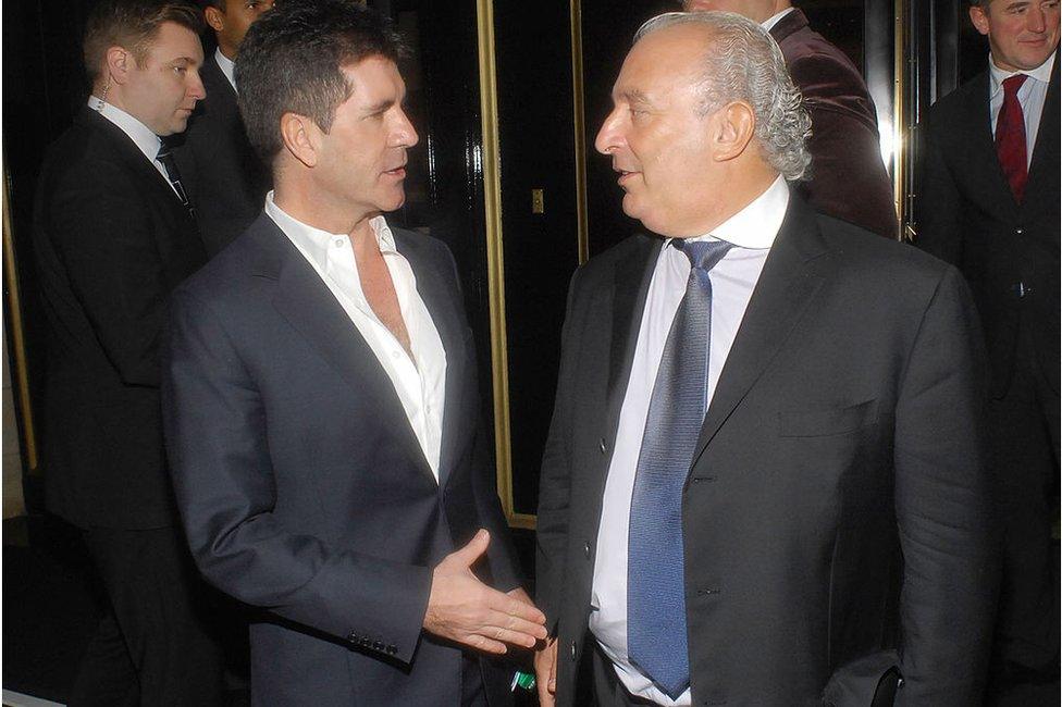 Music mogul Simon Cowell with Sir Philip in 2010