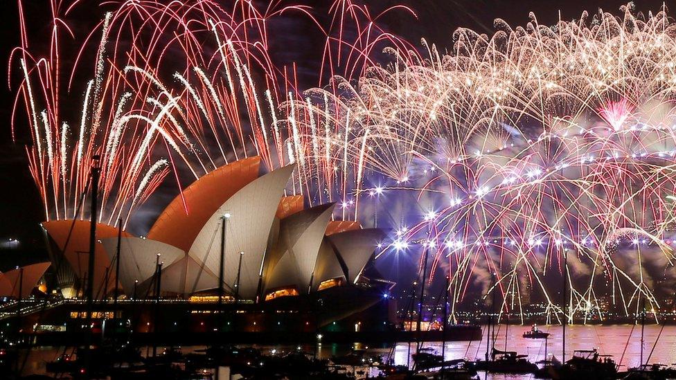 Fireworks over Sydney Opera House