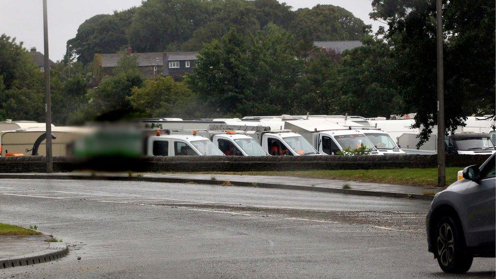 A traveller camp at West Bretton, near to Yorkshire Sculpture Park