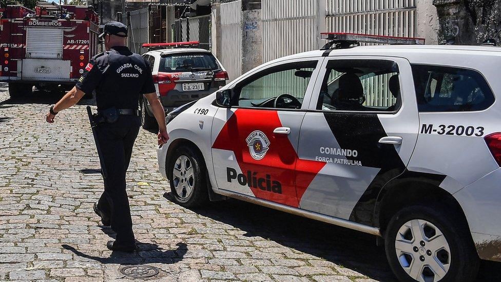 File photo of police officers in Sao Paulo, Brazil