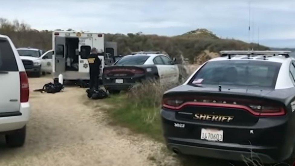 Search teams at Monastery Beach