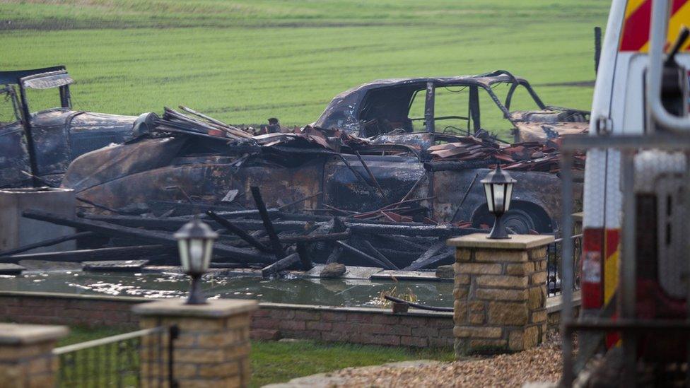 Cars destroyed by fire in Thorney