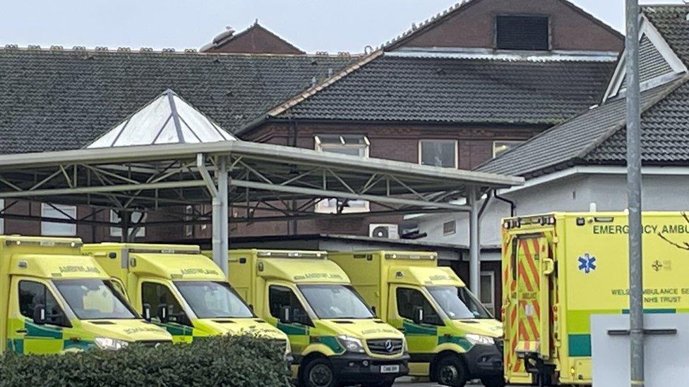 Ambulances outside Wrexham Maelor