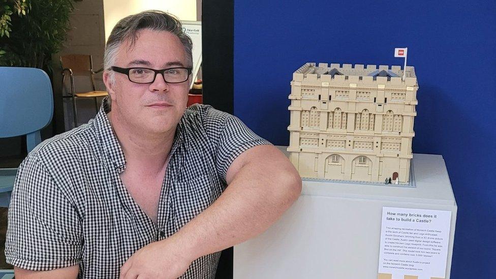 Austin Goreham and his Lego model of Norwich Castle