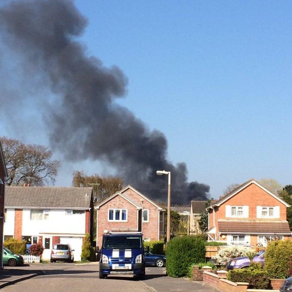 Smoke from the fire at Nuffield Industrial Estate