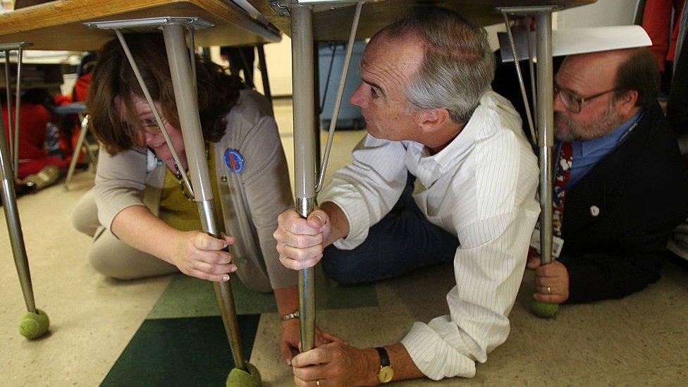 Earthquake safety drill