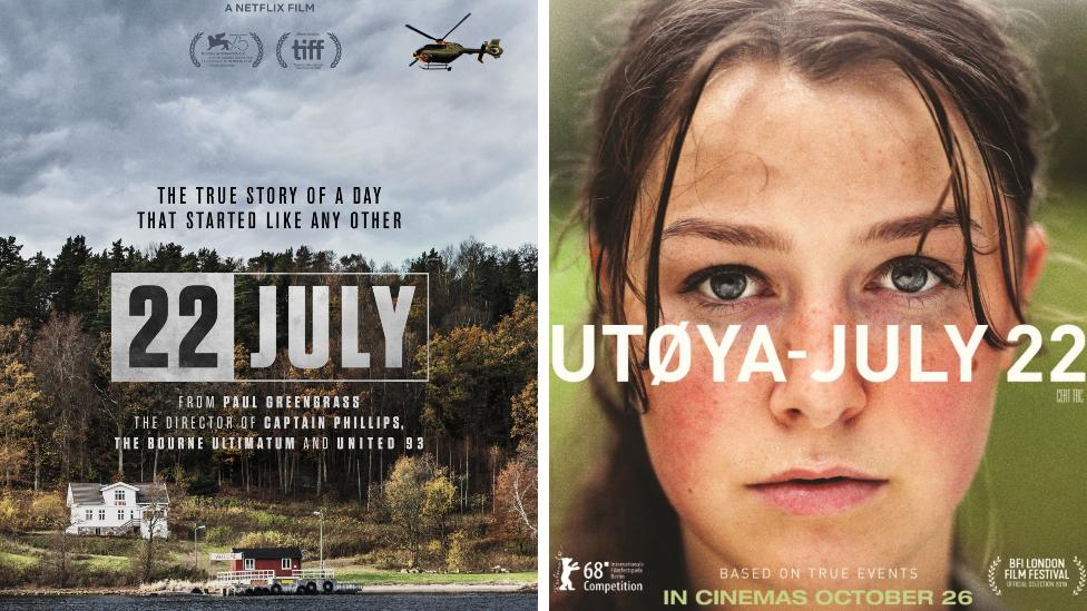 Film posters for 22 July and Utoya