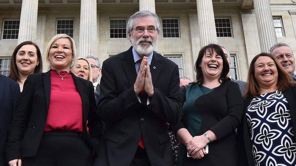 Gerry Adams, Michelle O'Neill and Sinn Féin colleagues