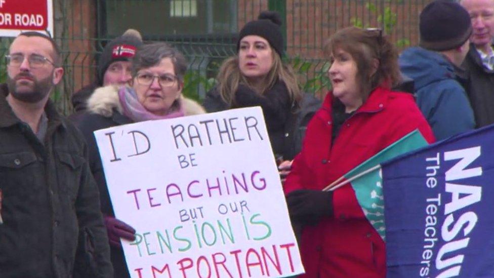 Striking staff at Dame Allans School