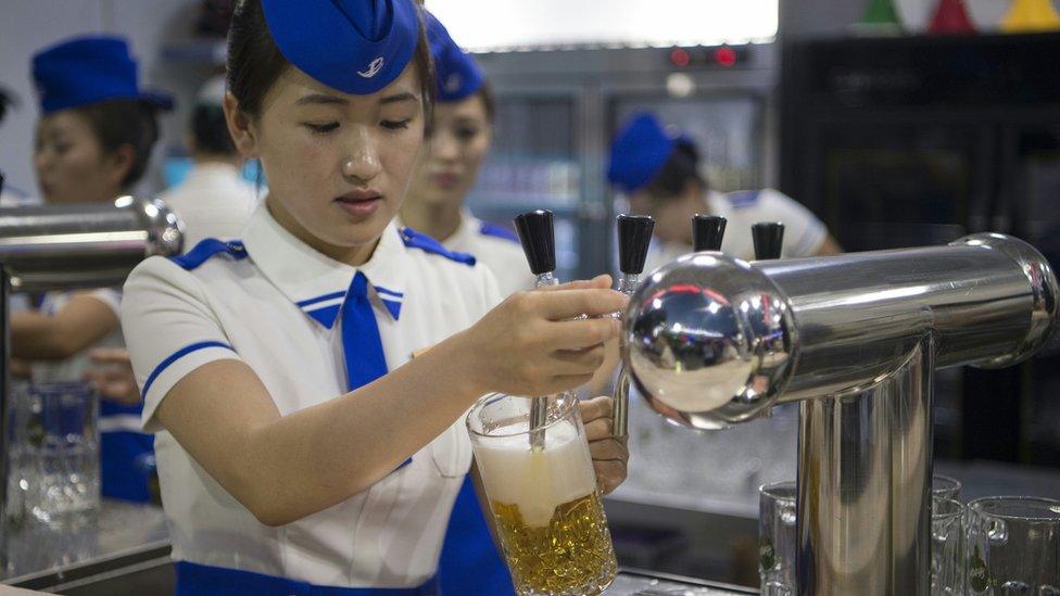 A waitress at the 2016 Pyongyang Beer Festival