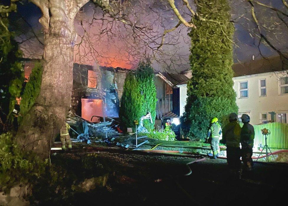 Fire at a derelict building on Sherwood Road, in Worksop, Nottinghamshire, on 19 February 2023