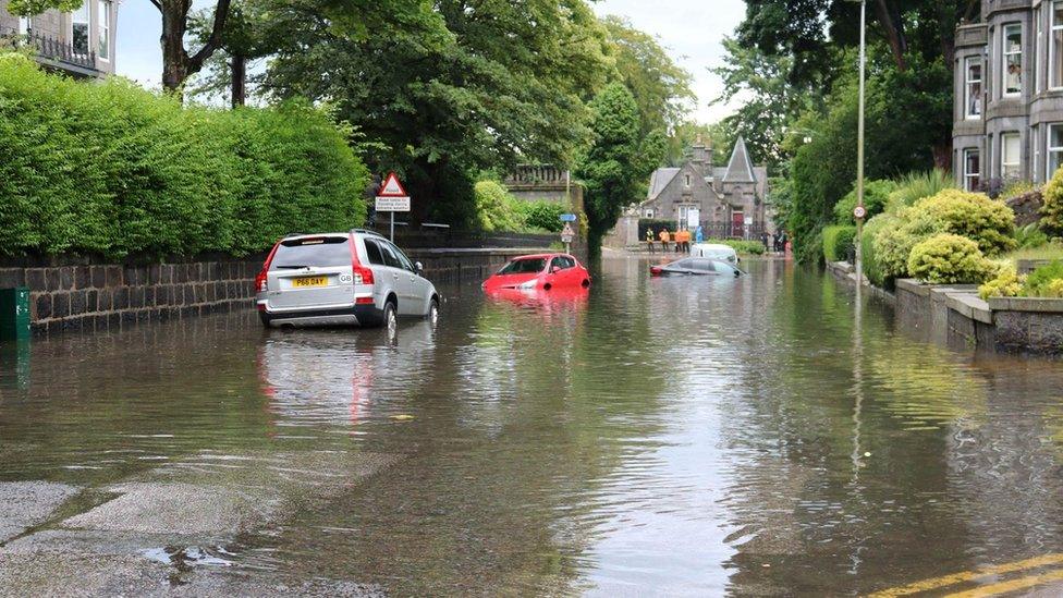 Cars in floodwater