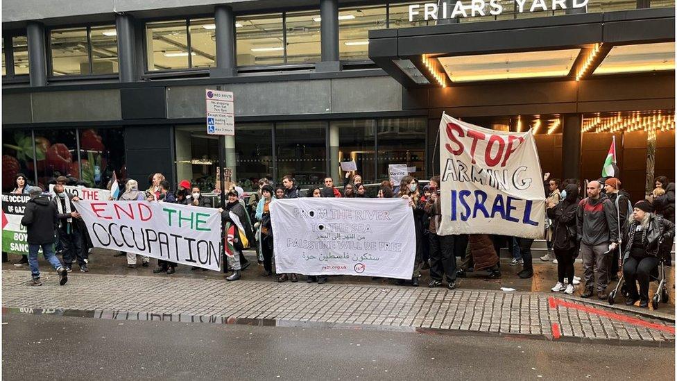 Protesters outside Labour HQ