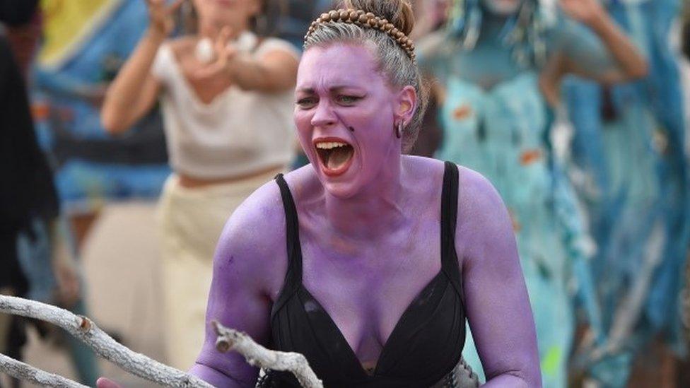 A protester against the Adani coal mine development in Bowen, Queensland, Australia (May 2019)