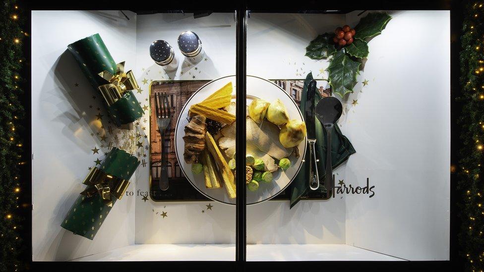 Harrods "feasting" themed Christmas display