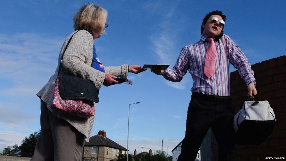 Remain campaigner hands out leaflet