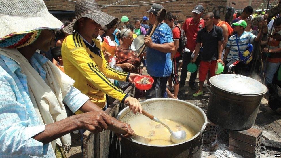 Venezuelans at border camp near Colombia