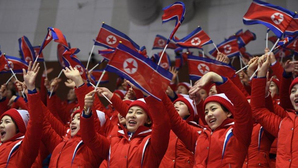 North Korean cheerleaders