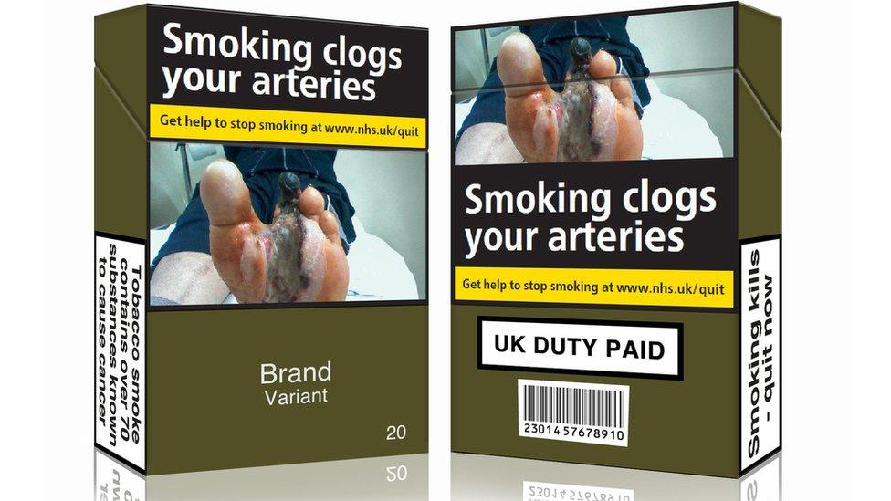 Mocked up cigarette packs