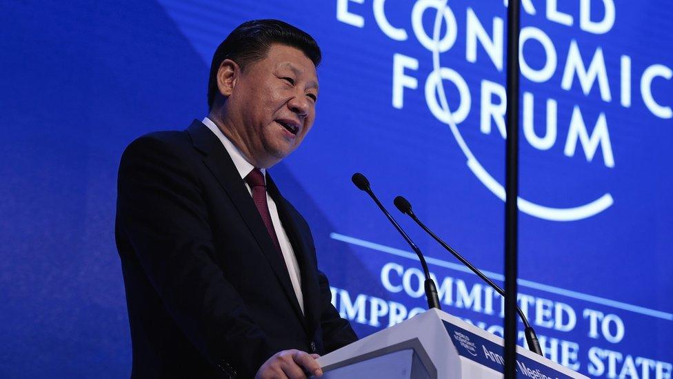 Xi Jinping, China's president, speaks during the opening plenary session of the World Economic Forum