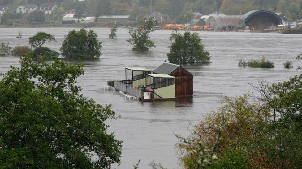 flooded Dell sports field in Kingussie