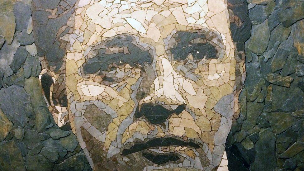 Richard Burton portrait made out of Welsh slate