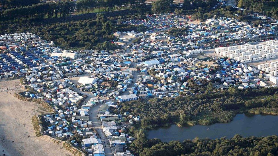 An aerial view of the 'Jungle' camp in Calais