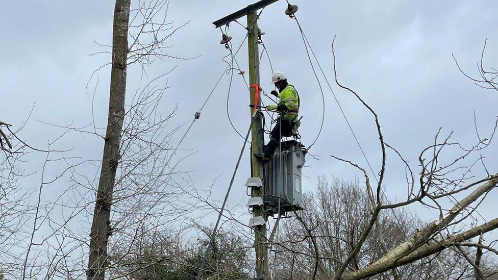 Power lines down in Ightham in Kent