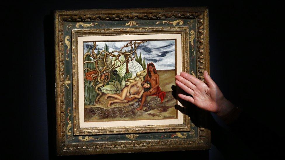 An Art specialist at Christie's speaks about the artwork 'Dos desnudos en el bosque (La Tierra Misma)' made by artist Frida Kahlo