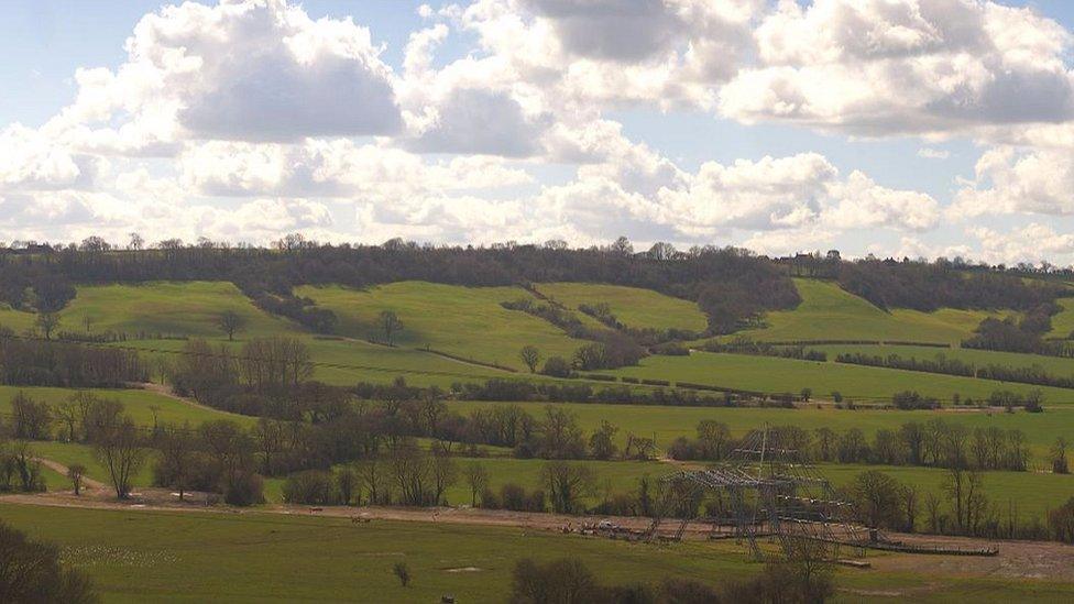 Worthy Farm, pictured at 13:10 on Wednesday, 4 May