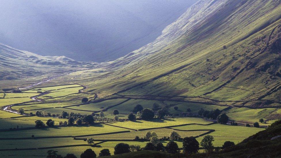 The green Great Langdale Valley, Lake District