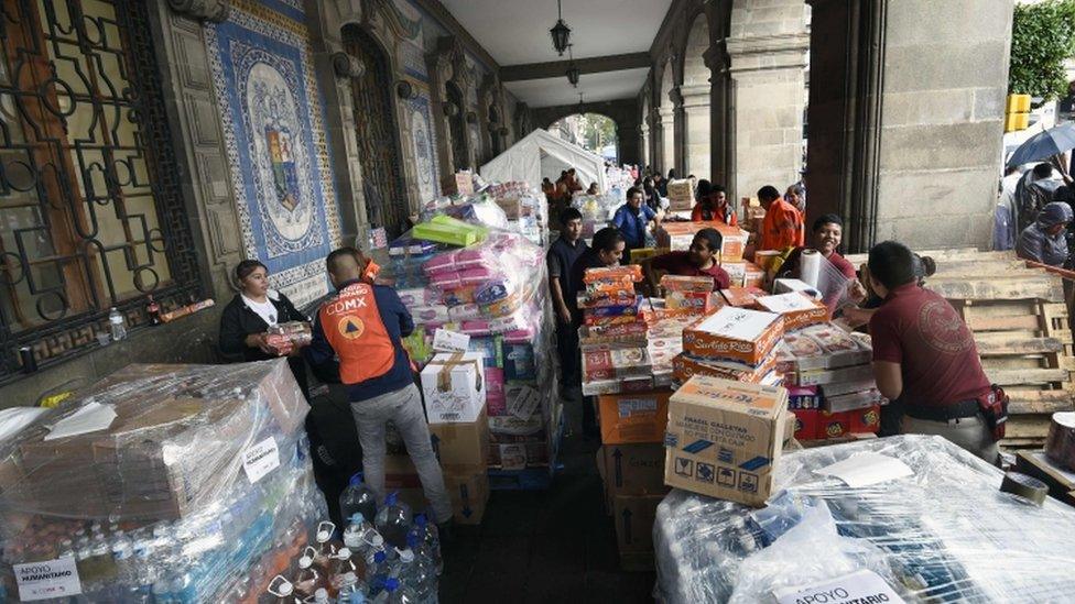 People sort through stockpiles